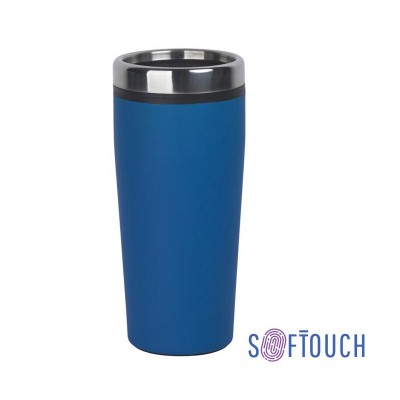 Термостакан 500мл пластик/soft touch/нержавеющая сталь, синий