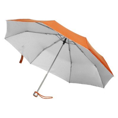 Зонт складной, D= 96 см, с серебристой внутренней стороной, оранжевый