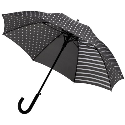 Зонт-трость 105см в горошек, черный