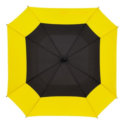 Зонт-трость квадратный, купол 105 см, эпонж, черный с желтым