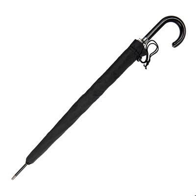 Зонт-трость с ручкой из искусственной кожи, полуавтомат 107 см, черный