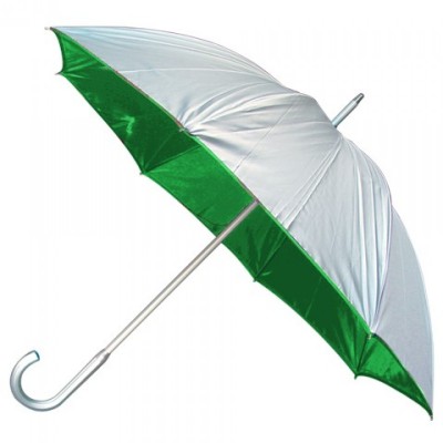 Зонт-трость, серебро/зеленый, 104см