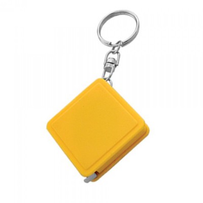 Брелок-рулетка "Квадрат", желтый, 4, 0х4, 0см, 1метр