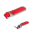 Флешка 32 Гб металл/кожа красный