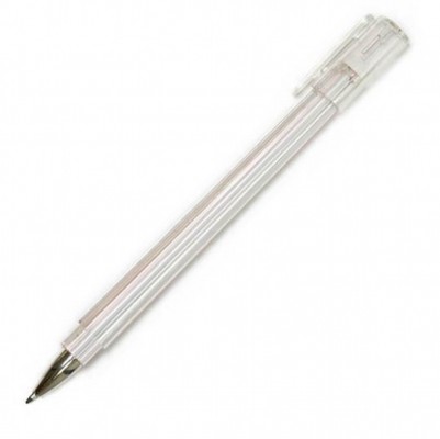 Ручка шариковая, трехгранная, белая полупрозрачная