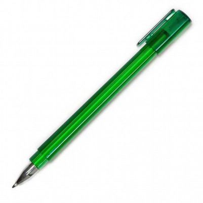 Ручка шариковая, трехгранная, зеленая полупрозрачная