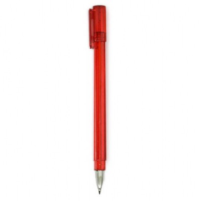 Ручка шариковая, четырехгранная, красная полупрозр.