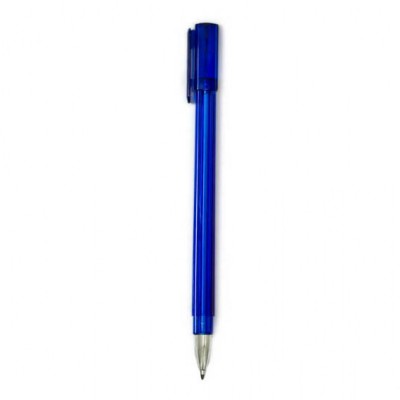 Ручка шариковая, четырехгранная, синяя полупрозрачная