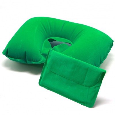 Подушка надувная дорожная, пвх, зеленая, 44х29см зеленый