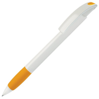 Ручка шариковая с грипом NOVE бело-желтая