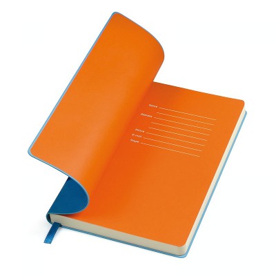 Бизнес-блокнот, формат А5, в линейку, голубой/оранжевый