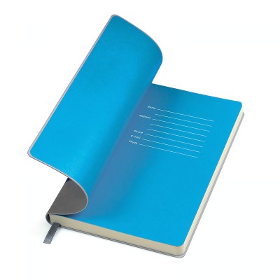 Бизнес-блокнот, формат А5, в линейку, серый/голубой