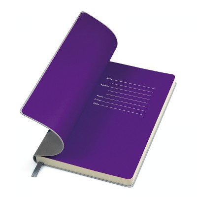 Бизнес-блокнот, формат А5, в линейку, серый/фиолетовый