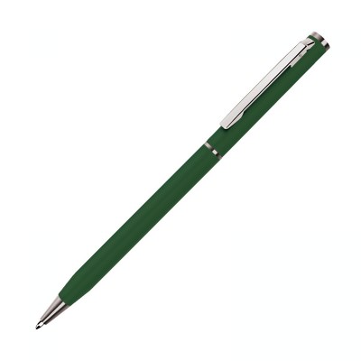 Ручка шариковая, зеленая с серебристой отделкой