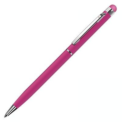 Ручка шариковая со стилусом, розовая розовый