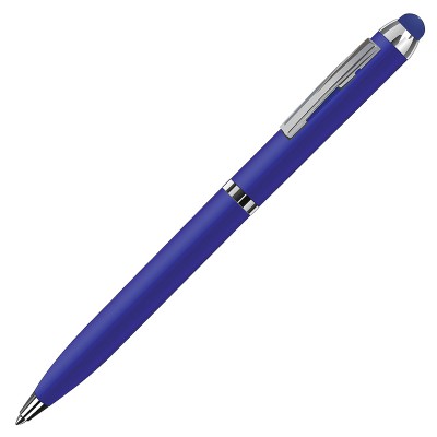 Ручка шариковая со стилусом, синий/хром, металл