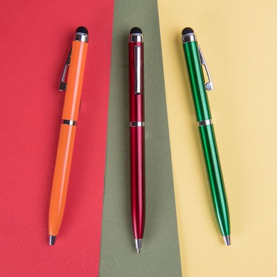 Ручка шариковая со стилусом, белый/хром, металл