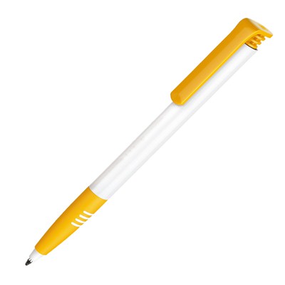 Ручка шариковая Super-Hit Basic Polished Soft grip белый/желтый 7408
