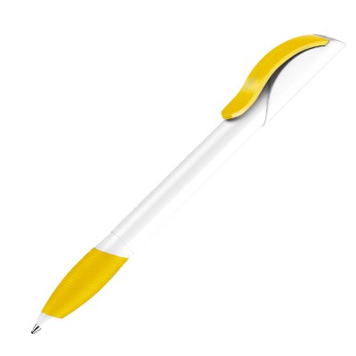 Ручка шариковая Hattrix Polished Basic Soft grip zone белый/желтый 7408
