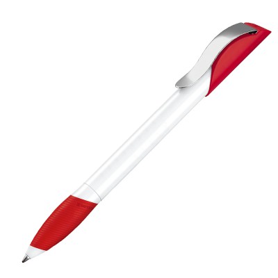 Ручка шариковая Hattrix Polished Basic Soft grip zone ClipMetal белый/красный 186