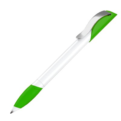 Ручка шариковая Hattrix Polished Basic Soft grip zone ClipMetal белый/зеленый 376