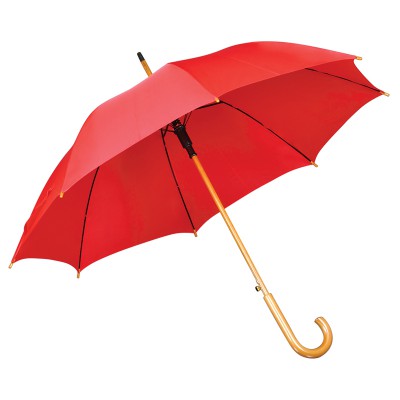 Зонт-трость 103см с деревянной ручкой, красный