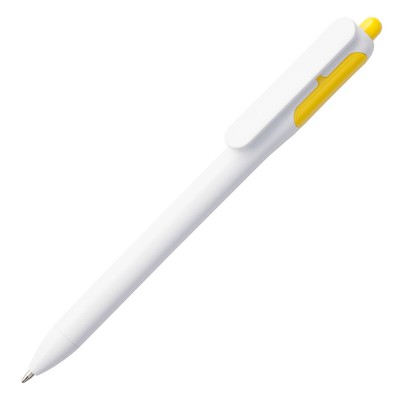 Ручка шариковая, бело-желтая