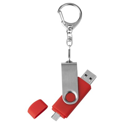 Флешка с двумя разъёмами USB и microUSB, красная, 8Гб