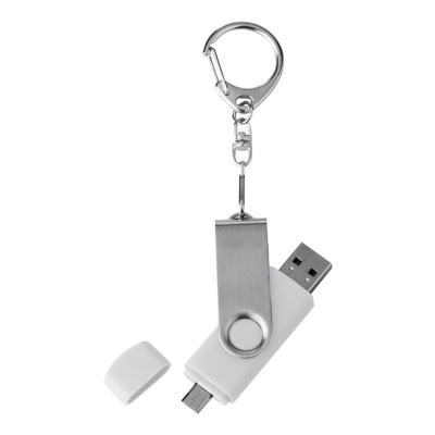 Флешка с двумя разъёмами USB и microUSB, белая, 16Гб