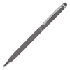 Ручка шариковая, покрытие софт-тач, со стилусом, серая серый, серебристый