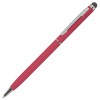 Ручка шариковая, покрытие софт-тач, со стилусом, красный, серебристый