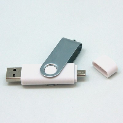 Флешка 16 Гб с дополнительным разъемом Micro USB, белый