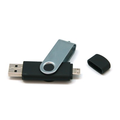 Флешка 16 Гб с дополнительным разъемом Micro USB, черный