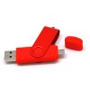Флешка 16 Гб с дополнительным разъемом Micro USB,  красный