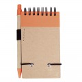 Блокнот на кольцах 7,6x13,4см Eco Note с ручкой, оранжевый