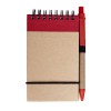 Блокнот на кольцах 7,6x13,4см Eco Note с ручкой, красный