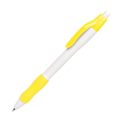 Ручка с прорезиненной поверхностью белый/желтый