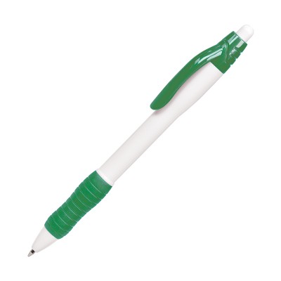 Ручка с прорезиненной поверхностью белый/зеленый