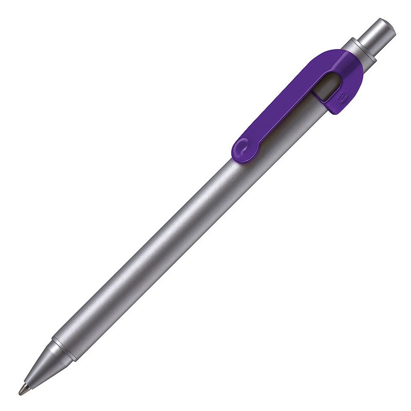 Ручка шариковая, серебристая с фиолетовой отделкой
