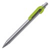 Ручка шариковая, серебристая с зеленой отделкой светло-зеленый, серебристый.