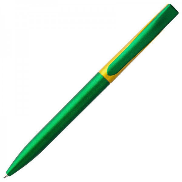 Ручка шариковая, зелено-желтая