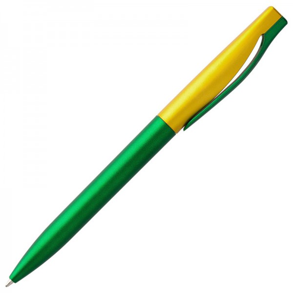 Ручка шариковая, зелено-желтая