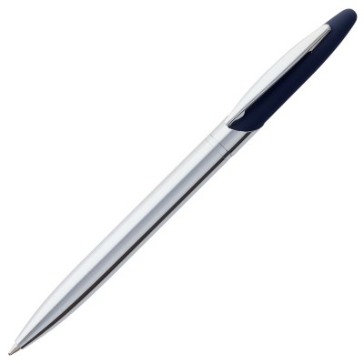 Ручка шариковая, покрытие софт-тач, металл, синяя синий