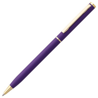 Ручка шариковая, фиолетовая с золотистой отделкой