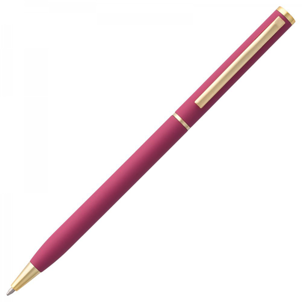 Ручка шариковая, розовая с золотистой отделкой