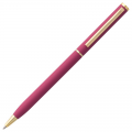 Ручка шариковая, розовая с золотистой отделкой