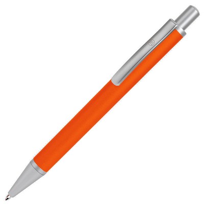 Ручка шариковая, оранжевая, серебристая, серебристый.