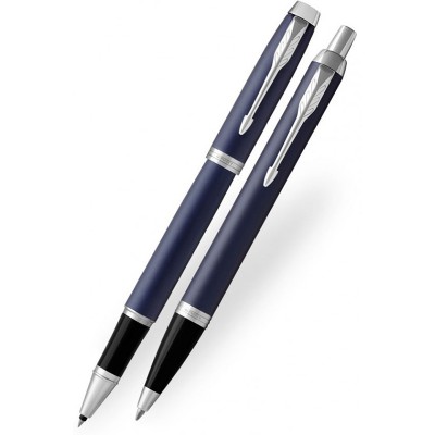 Набор: ручка роллер и ш.ручка Parker IM Core Matte Blue CT серебристый, тёмно-синий