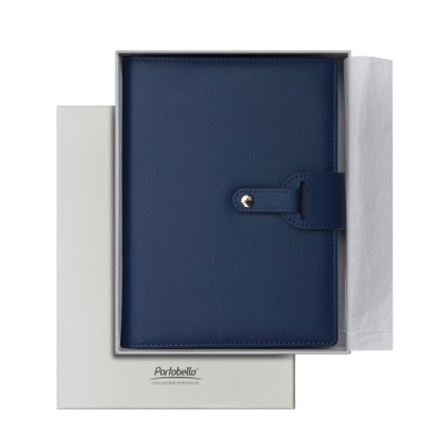 Ежедневник-портфолио Passage, синий, обложка soft touch, недатированный кремовый блок, подарочная