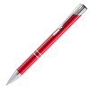 Ручка шариковая, красная, отделка серебристая